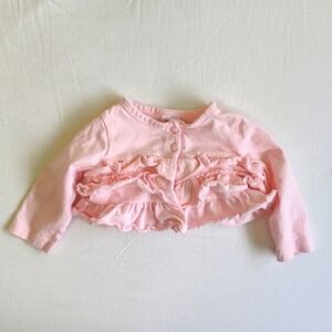 carter's pastel pink tiered ruffle cropped cardigan top 6 months